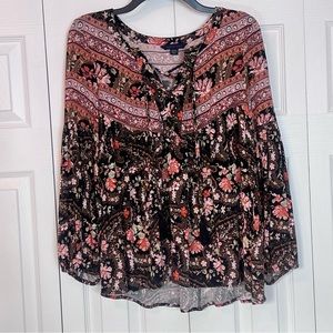 American Eagle Peasant boho Print Top size Small